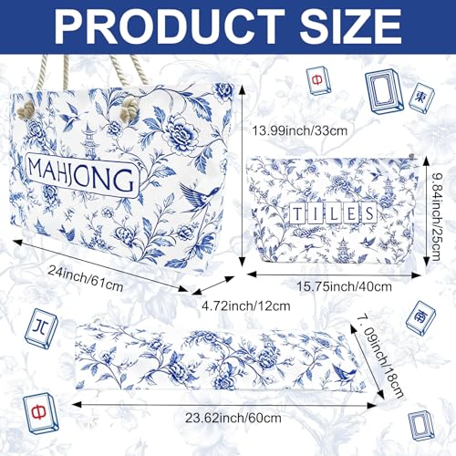 Set de Bolsa Azul y Blanca para Mahjong, 3 piezas miniatura 2