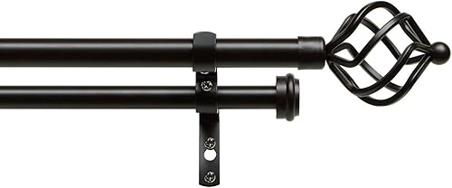 Exclusive Home Juego de barra de cortina doble y remates, bronce mate, 36 a 72 pulgadas