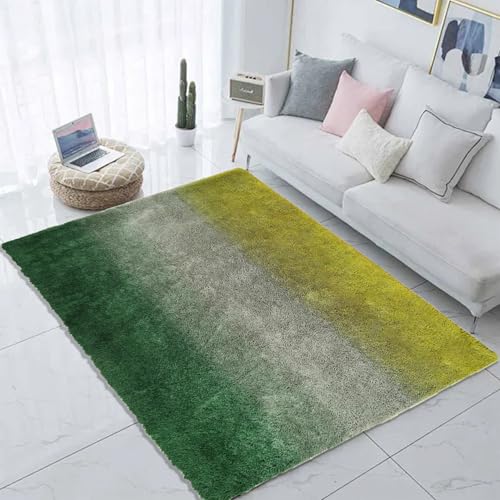 Tapis poils longs 155 x 280 cm vert de style moderne et texture soft - 2
