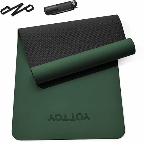 Miniatura 10 de Esterilla de yoga, esterilla de ejercicios antideslizante de TPE (1/4 pulgada) para pilates, fitness y entrenamientos a pie descalzo, esterilla de