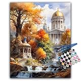 Paint by Numbers Kit for Adults Beginner - Fall Landscape Acrylic Adult Paint by Number Kits on Canvas, Scenery Watercolor Oil Number Painting for Adults, Perfect for Home Decor Gift 16'x20'