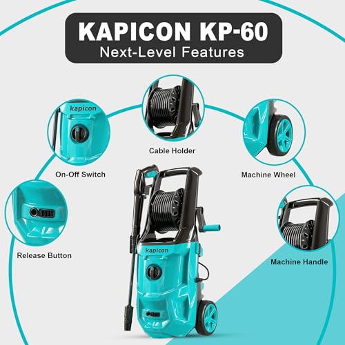 Image of KP-60 Portable High Pressure Washer, Car Washer, 2500W Motor,185 Bar Pressure, 9 L /min Flow Rate, 8m Hose - Portable for Car, Bike, Vehicle and Home Cleaning & Accessories