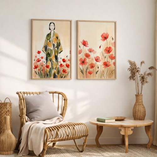 Image of TheMakerly Modern Art Wall Painting Set of 2 for Living Room | Premium HD Printed Wall Frames for Bedroom, Office & Home Decor | Minimalist Contemporary Wall Art (Ready to Hang) (M.8, 10x13 inches)