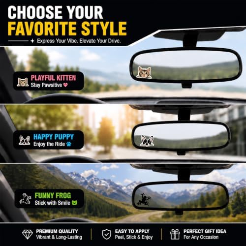 2Pcs Watching Dog Car Rearview Mirror Sticker Waterproof Vinyl Decal — view 6