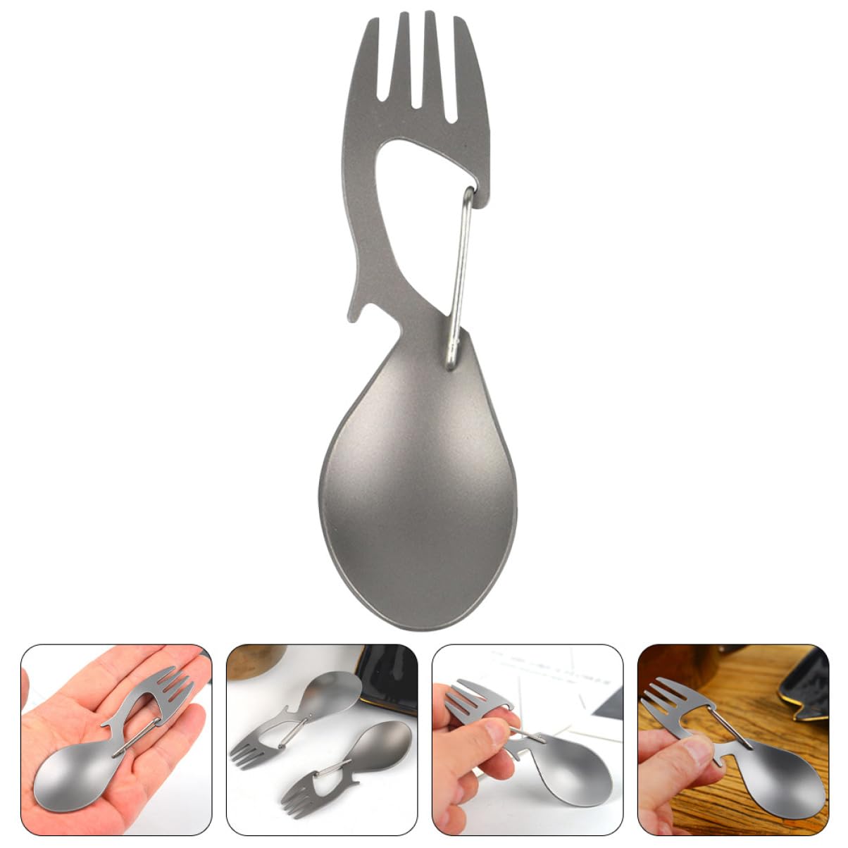 TOYANDONA 5 Pièces Vaisselle Multifonctionnelle En Titane Couverts Portable Camp Cuillère à Petit Voyage Pliant Ustensiles Pliable Spork Multifonction