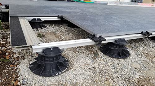 Gartenwelt Riegelsberger Premium Aluminium Montagesystem-Set für Keramik-, Stein-, Betonplatten Komplett-Set Made in Germany Plattenformat 60x60 cm Terrassenfläche 3x3 m | 9 m² Aufbauhöhe 76-89 mm