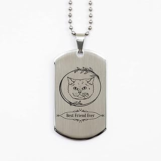 Cat Mom Jewelry | Loss Cat, Best Friend Ever | Christmas for her, Birthday for Cat Owner, Grieving Friends, Cat Silver Dog Tag, Bling for Women