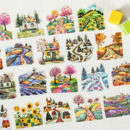 Autocollants scrapbooking paysage Kigofora stickers PET transparents pour album et planificateur