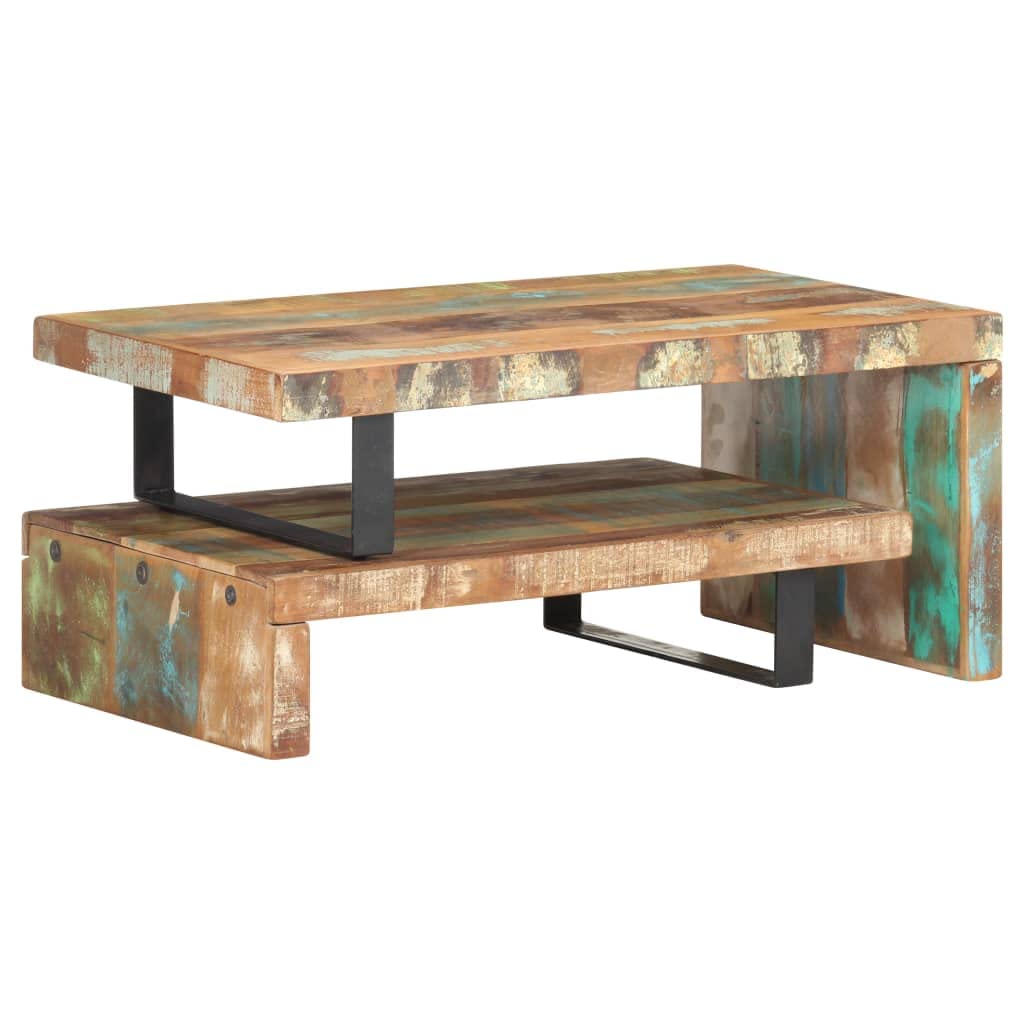 Set di 2 tavolini da salotto in legno massiccio, 90 x 50 cm