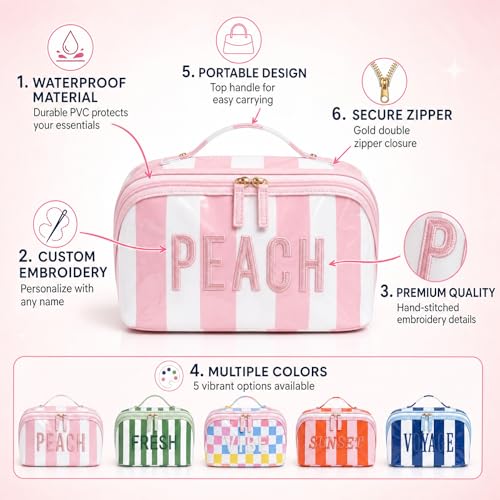 KEQHAULI Personalized Embroidered Makeup Bag, Waterproof Travel Toiletry Bag with Large Capacity, Portable Cosmetic Storage Pouch for Women, Custom Name Wedding Bridesmaid Gift — view 4