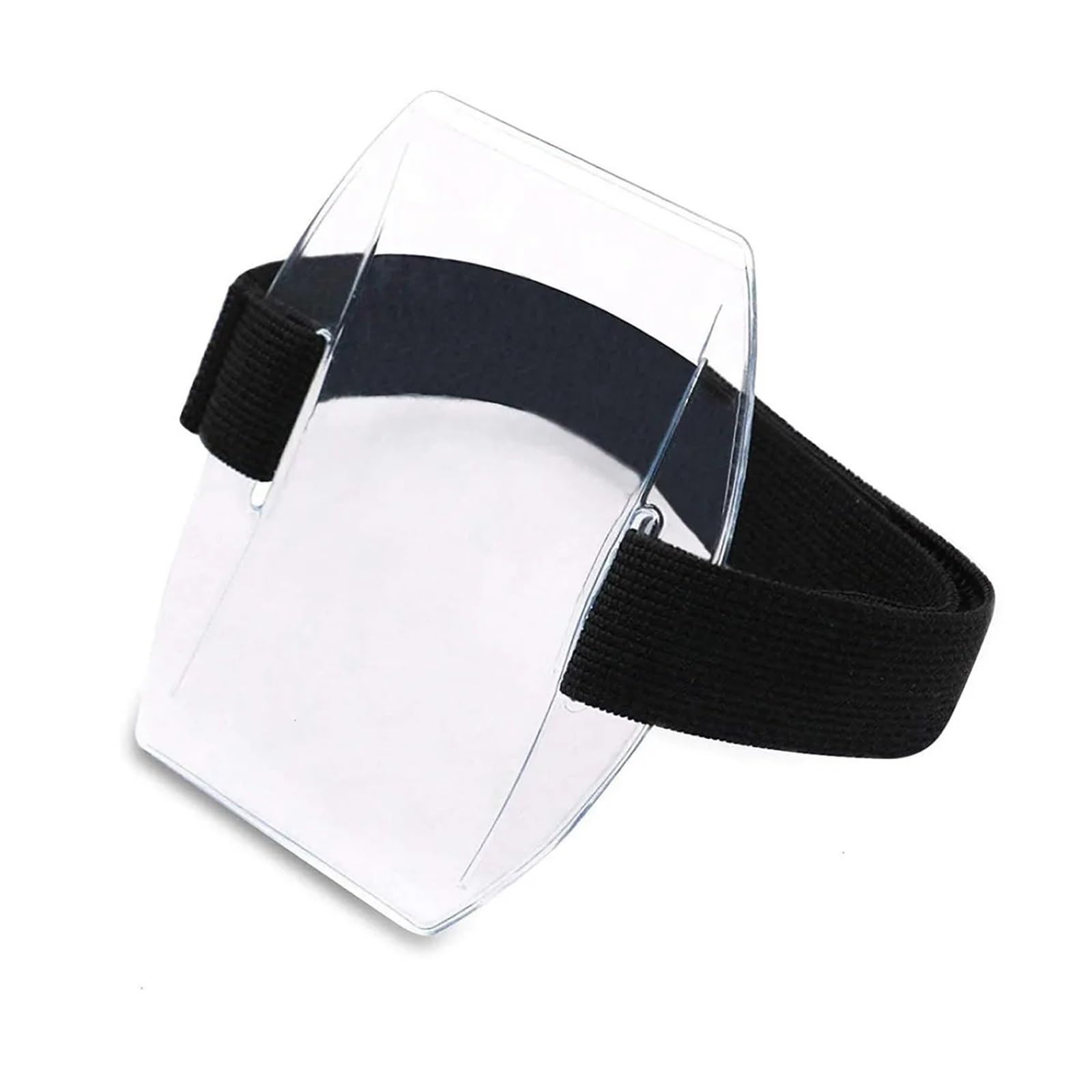 Etui na identyfikator ramię 30 szt. Plastikowe etui karty z PVC odblaskową opaską nadgarstek do pracy w biurze(Black Elastic Band)