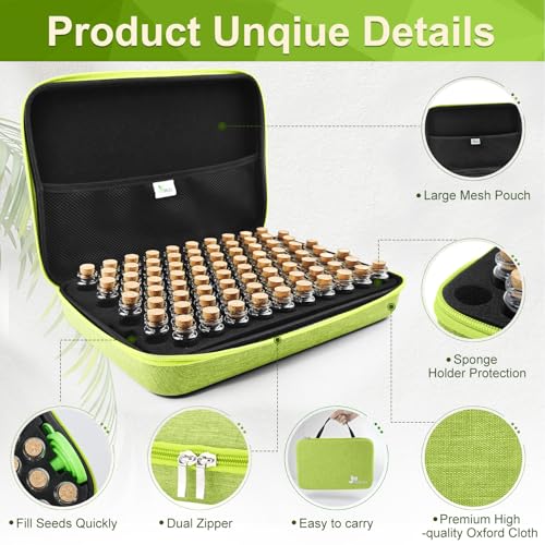Image of 80 Slots Seed Storage Organizer with 40 Seed Envelopes, Sturdy Organizer Storage Box with Label Stickers, Glass Container for Flower Vegetable Garden Seed Saving (Seeds not Included)
