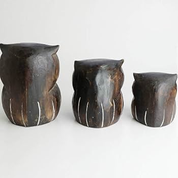 Amazon.co.jp: 木彫り フクロウ 置物 インドネシア製 縁起物