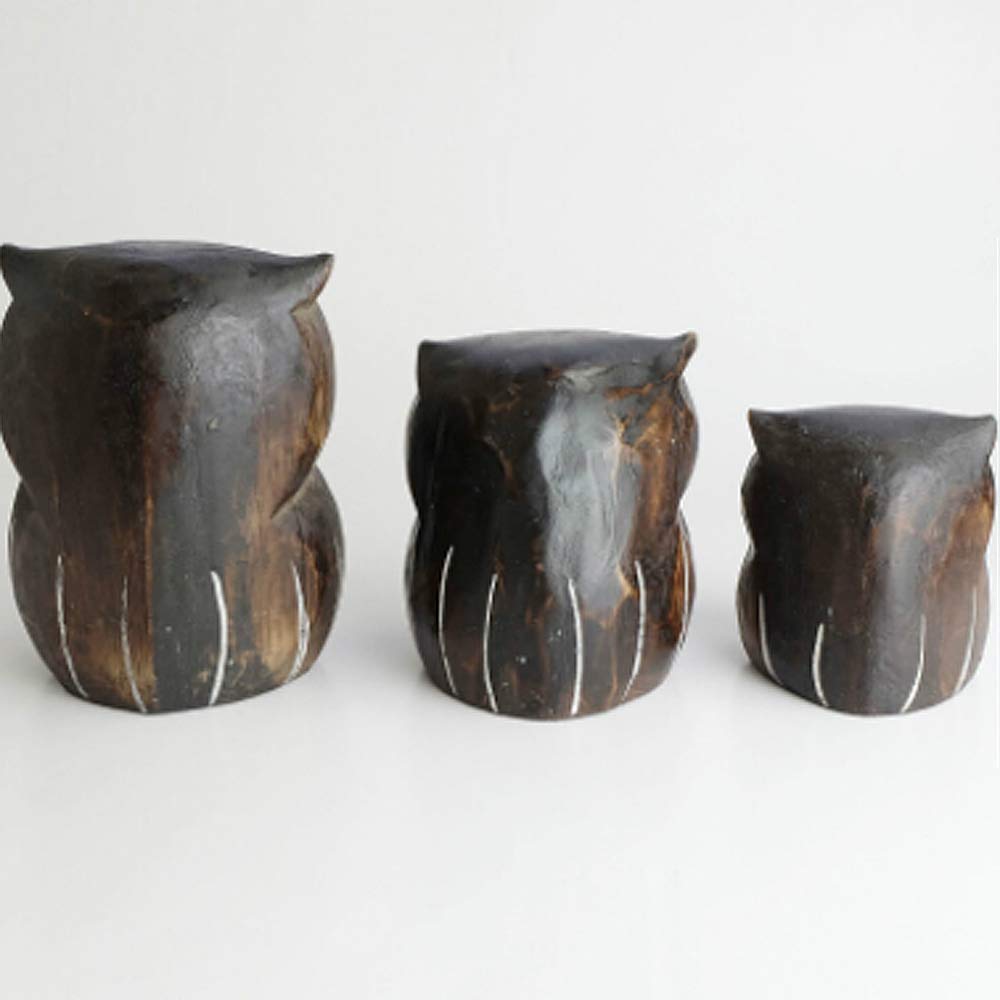 Amazon.co.jp: 木彫り フクロウ 置物 インドネシア製 縁起物