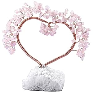 17cm Rosenquarz-Herz aus Quarz-Kristall, Romantik Hochzeits-Deko | Edelstein-Baum