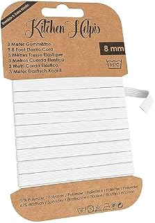 Kitchen Helpis® Qualitäts-Gummilitze, 3 Meter, 8 mm breite, Kochfest, elastisches Band, Gummiband, Gummizug, Flachgummi, Hosenzug, Wäscheband, Gummikordel, Gummi Band