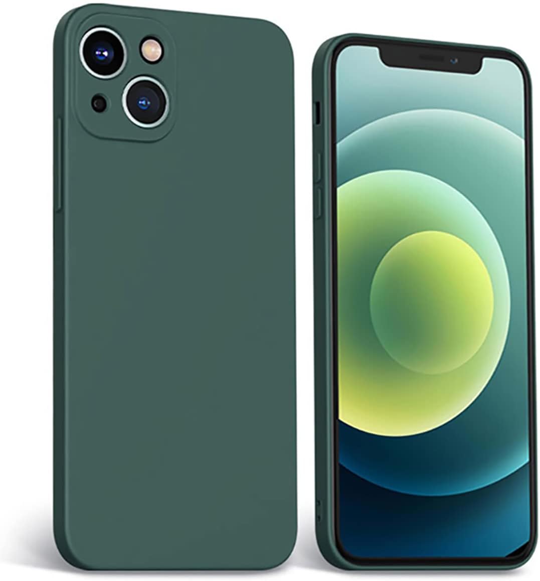 ZEZHOU Slim Silicone Case Compatible with iPhone 13 Mini, with Microfiber Liner, Shockproof Full Body Covered Ultra Thin Drop Protective Phone Case for iPhone 13 Mini 5.4", Pine Green