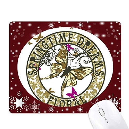 Tapis de souris bureau printemps papillon et hiver flocon de neige
