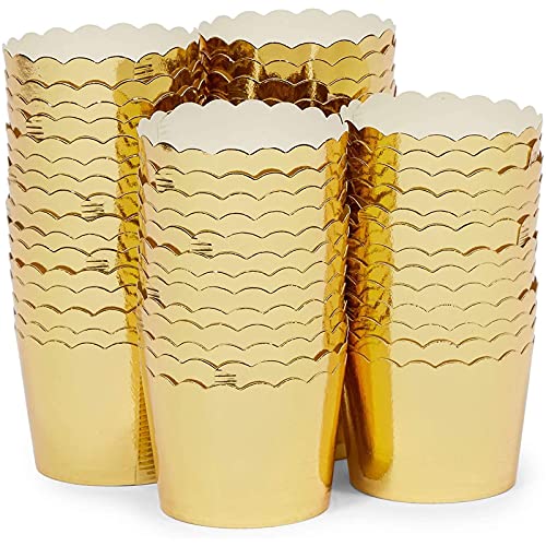 60 Pack Gold Baking Cups With Scalloped Edges For Cupcakes, Muffins, Wedding Table Decor, Birthday Treats (1.96 X 1.8 In) #TOP4