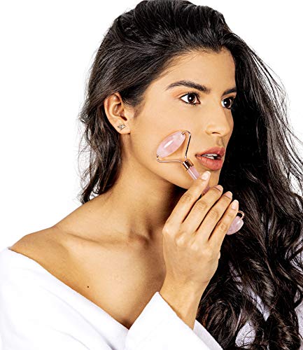 Rose Quartz Contour Face Roller and Gua Sha Sculptor for Face, Anti Aging Facial tool Massager