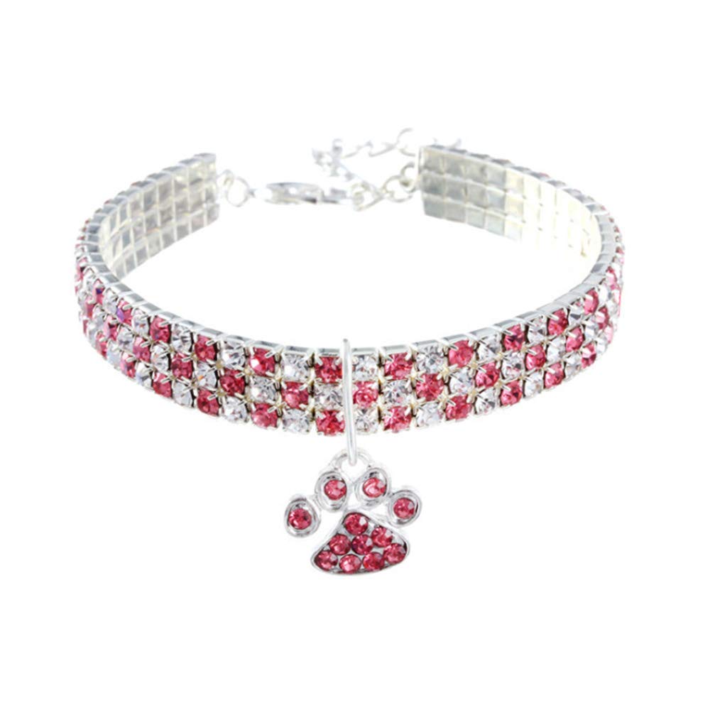 RayMinsino Pet Collar with Diamonds, Adjustable Crystal Diamond Elastic Heart Claw Pendant Wedding cat and Dog Small pet Necklace Jewelry