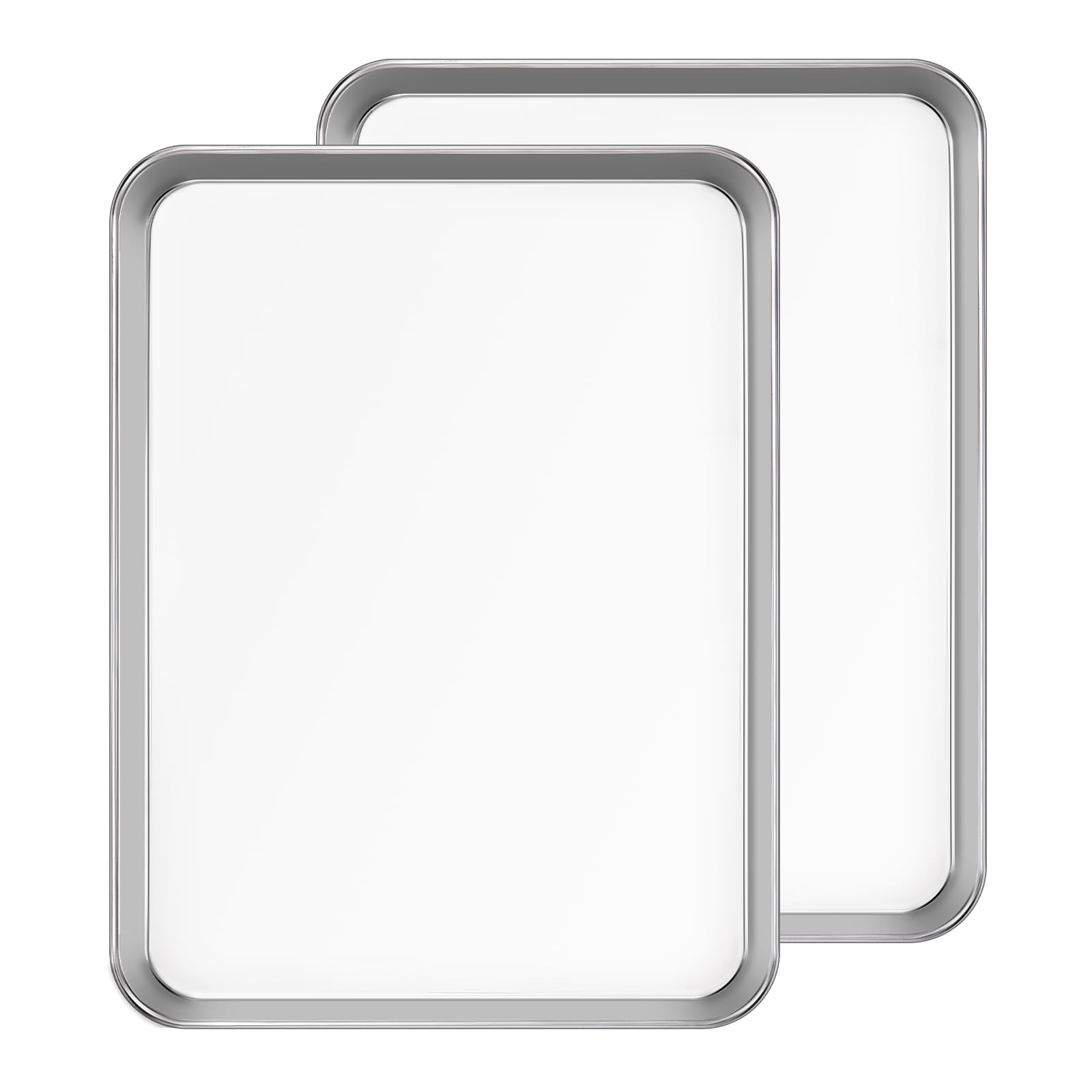 Photo 1 of Baking Sheet Set of 2PCS, 18 inch Commercial Grade Stainless Steel Baking Pan, Professional Bakeware Oven Tray, Healthy & Non-toxic, Rust Free & Mirror Finish, Easy Clean & Dishwasher Safe