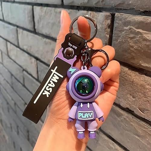 Image of Cute Cartoon Character Silicone 3D Key Chain with Strap Charm & Metal Hook, Merchandise Key Rings Gift for Kids Girls Boys Men & Women