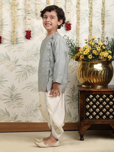 Image of POLKA TOTS Pure Cotton Traditional Dhoti Kurta Set for Baby Boys, Toddlers & Kids | Soft and Breathable Cotton Ethnic Dress for Festivals and Weddings | Traditional Elegant Indian Festive Clothing