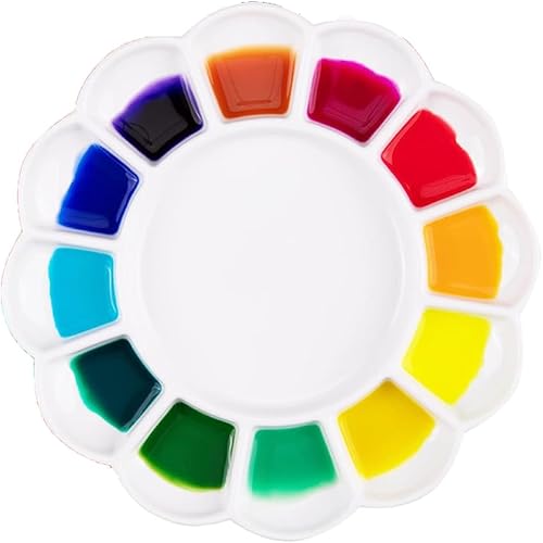 Paleta de pintura de cerámica de 13 pocillos, bandeja de pintura de porcelana para artista, paleta de mezcla de acuarela para acrílico, acuarela,