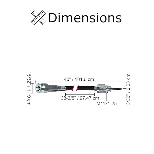 Miniatura 4 de Cable velocímetro de 40" con extremo de metal a presión para scooters y karts