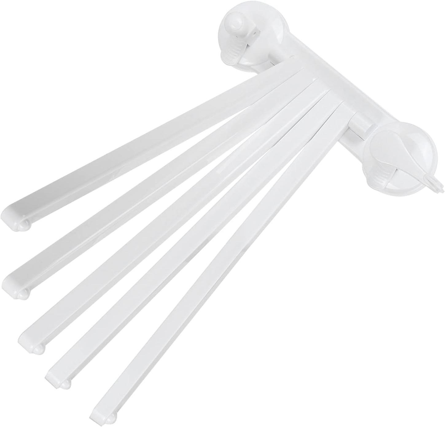 Garosa Wall Mounted Towel Rack with 5 Arms Swivel Hook Space Saving Non Punching Double Suction Cup Towel Holder for Bathroom Kitchen Home 180° Rotation Bar Hanger