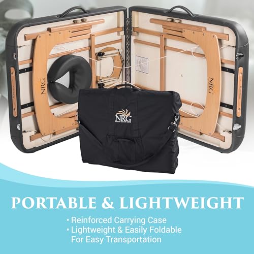 NRG Karma Professsional Massage Table Package - Portable Massage Bed Portable Massage Table Reiki Table Spa Beds & Tables - Includes Face Cradle, Double Wheel Knobs & Carrying Case - Black by NRG - Image 5
