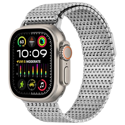 Bracelet Apple Watch Ultra 3 en métal magnétique argent au design élégant et premium