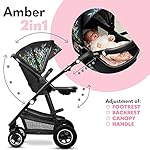 LIONELO Amber Kinderwagen 2 in 1 Kombikinderwagen, Kinderwagen Set mit sportlichen Sitz und fester Babywanne, Tasche, Moskitonetz, Abdeckung Regenblatt (DREAMIN)