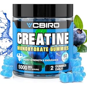Creatine Monohydrate 5g Per Serving, No Sugar Creatine Supplements Support for Strength, Performance, Energy, Recovery, Gluten-Free Creatine for Women and Men, Blueberry Flavor (60 Gummies)