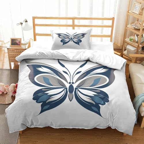 Housse de couette respirante en microfibre super douce motif papillons 3D - 4