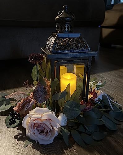 Image of NEEDOMO Large Candle Lanterns Decorative Indoor, 14.4 inch Outdoor Lantern with Clear Glass, Vintage Metal Candle Holders in Black, Patio Wedding Home Kitchen Coffee Table Livinig Room Decor