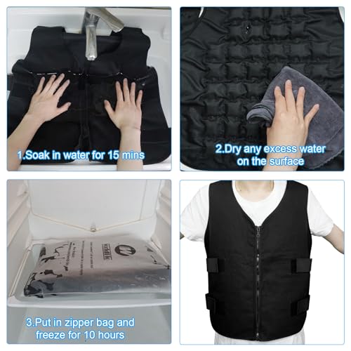Image of WORLD-BIO Instant Cooling Vest with 84 Ice Cells, Adjustable Unisex Cold Vest for Hot Weather, Reusable Cooling Gear for Outdoor Work (Quehuo)