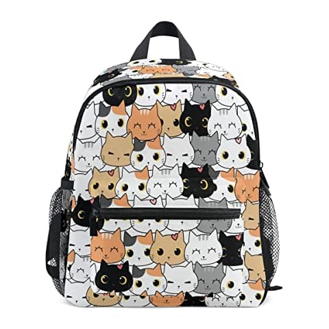 TropicalLife Kids Backpack for Boys Girls School Toddler Cute Cats Kitten Pattern Children Preschool Book Bag Kindergarten Travel Backpack Daypack Cover