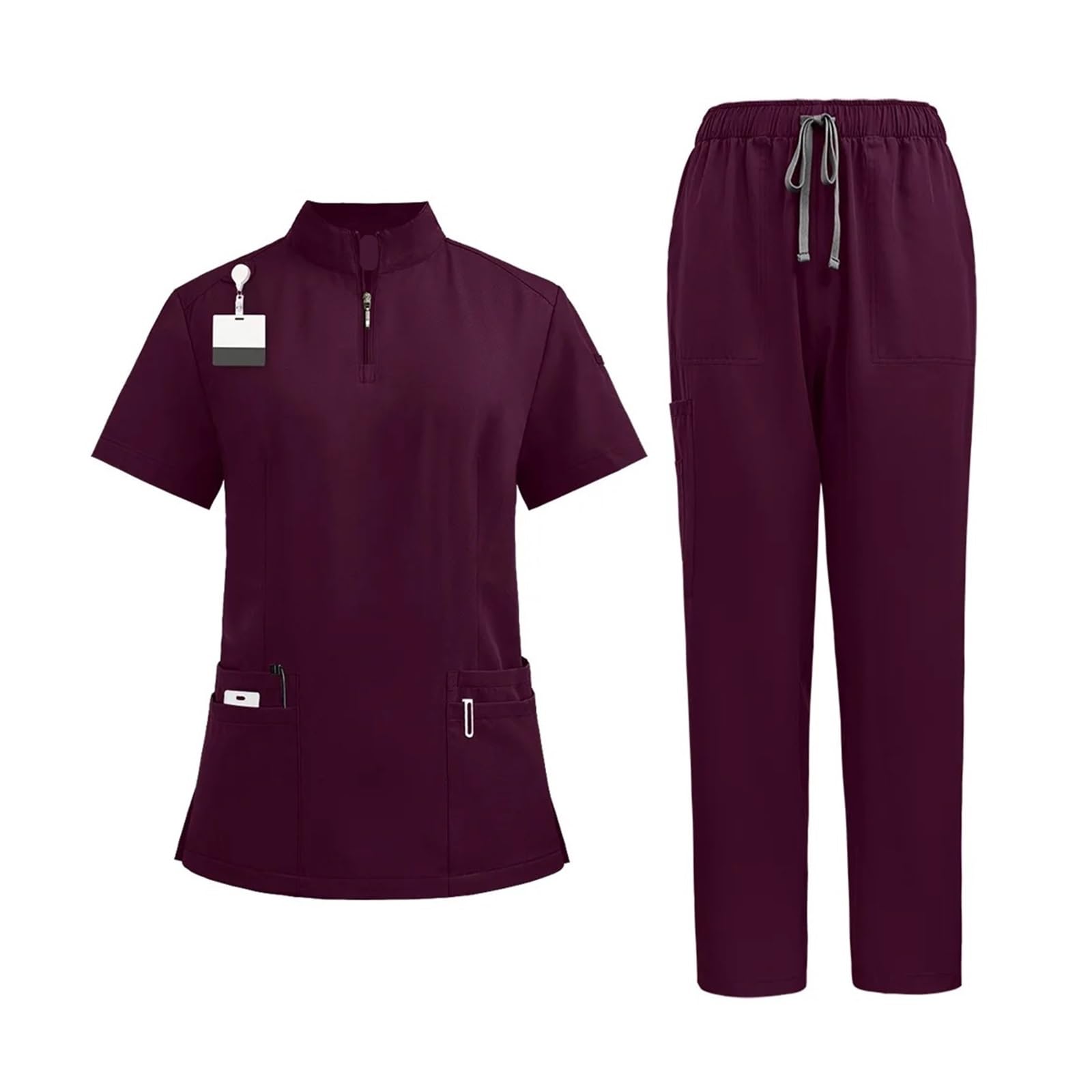 Pijama Enfermera Mujer Uniformes for Mujer Conjuntos de Bata for Hospital Médicos Enfermeras Accesorios Clínica Dental Salón de Belleza SPA Ropa de Trabajo Tela