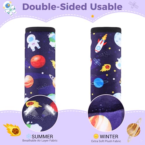 Image of COOLBEBE Car Seat Straps Shoulder Pads for Baby Kids, Super Soft Velvet Seat Belt Covers for All Car Seats /Pushchair /Stroller /High Chair, Blue Space