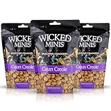 Wicked Minis Soup & Oyster Crackers - Saltine & Salted Flavored Mini Puffed Soup, Savory Snacking Mix, Seasoned Croutons Salad Toppers, Crackers for Chili 6oz (Cajun Creole, Pack of 3)