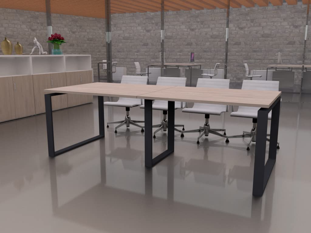 Mesa de 240x100 con Estructura metálica Marco Cerrado Gris Grafito y Tablero melaminado Ideal para Sala de Juntas, reuniones, conferencias (Roble)