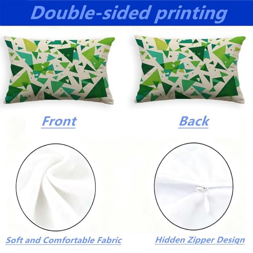 Housse de Coussin 70x90cm Velours Vert Rectangulaire Géométrique Lot de 2