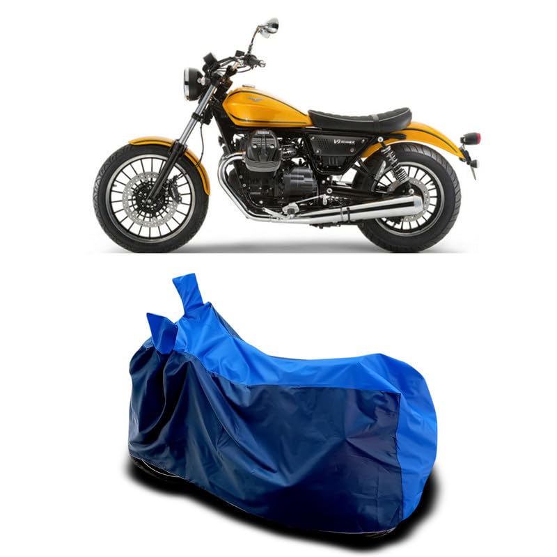 Image of DUFFEL-Two Wheeler Bike Body Cover Compatible for Moto Guzzi V9 Roamer Heat Protectio /UV-Rays /Birds Dropping /DustProof /Waterproof All Variants [Nevay Blue]