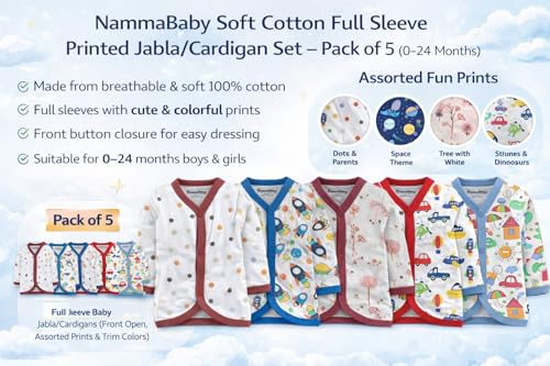 Image of Tinchuk Baby Boy's & Baby Girl's Printed T-Shirt /Jhabla /Nightsuits with Assorted Prints- Multi-Pack