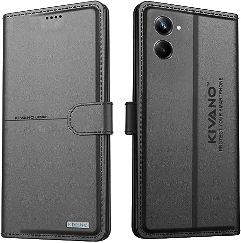 Image of KIVANO Compatible with Realme 10 Pro 5G Flip Cover | Leather Finish | Inside Pockets & Inbuilt Stand | Shockproof Wallet Style Magnetic Closure Back Cover Case
