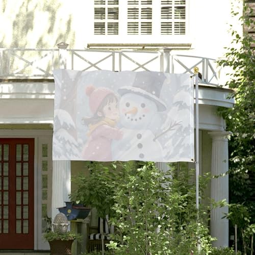 Drapeau décoratif extérieur bonhomme de neige Noël 152x243 cm XL