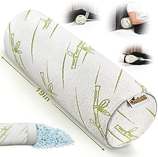 Neck Roll Pillow with Blue Shredded Foam Filling for Sleeping or Support –