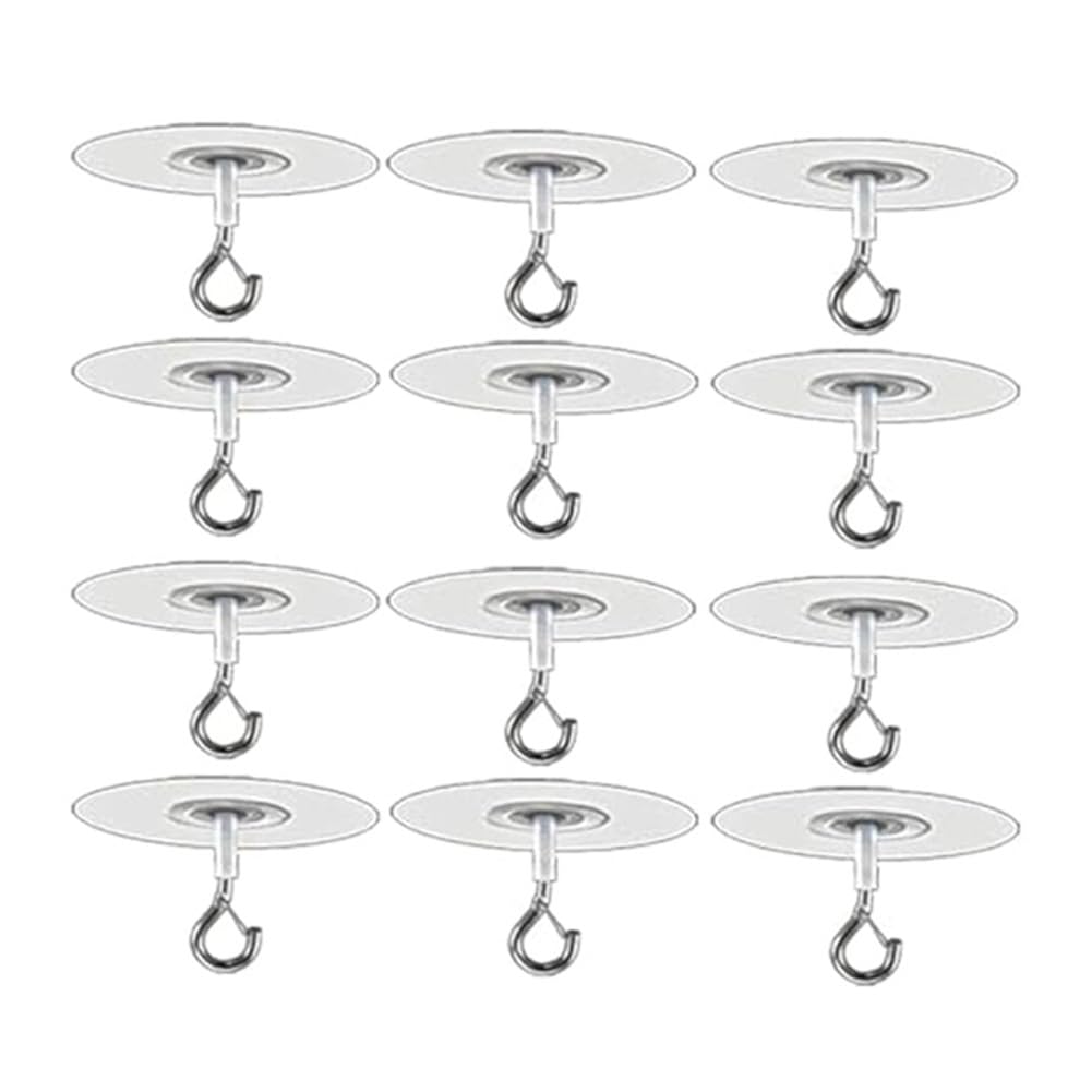 Osmond 12Pcs Self Adhesive Ceiling Hooks No Drilling Ceiling Hooks for Hanging Small Plants Wind Chimes